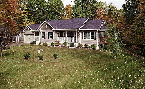 A front landscape of a home in the FALL!